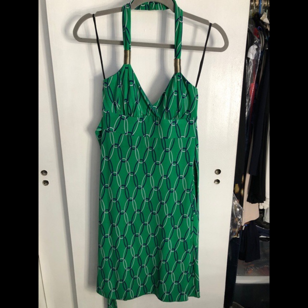 Emerald Green Halter w/ gold accent & link design